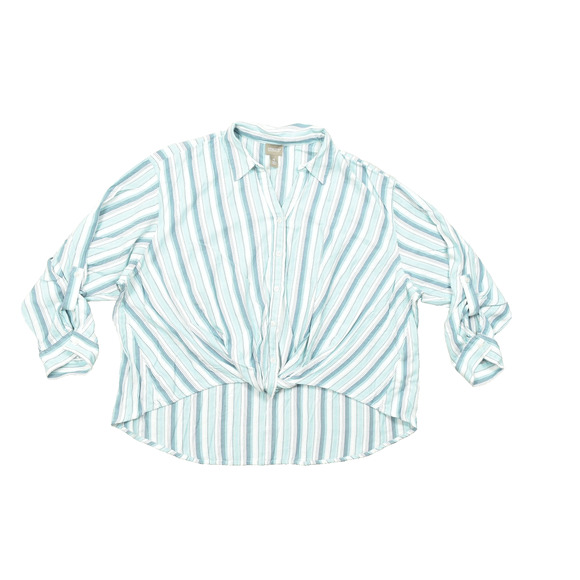 Chico's Tunic Top Blouse Size 4 Women's Button Up Striped - Picture 1 of 8